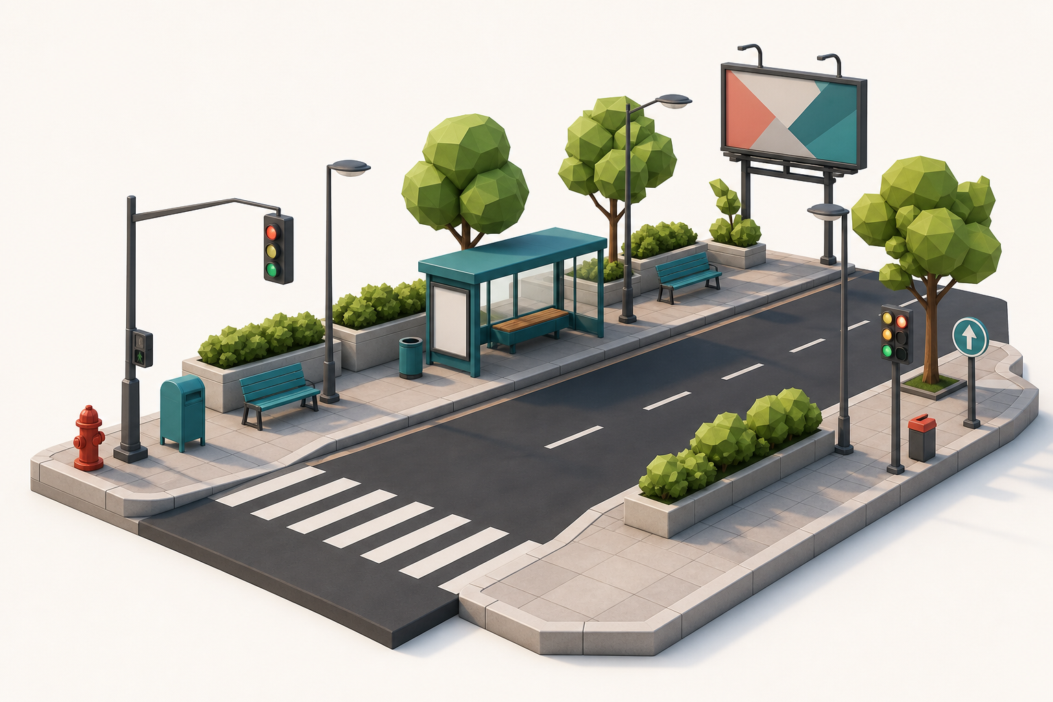 Stylized Polynest city street assets