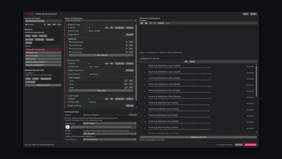Prefab Variant Generator: Window rules
