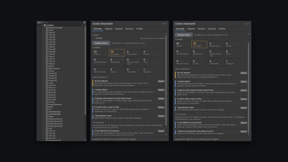 Scene Organizer: Analyze