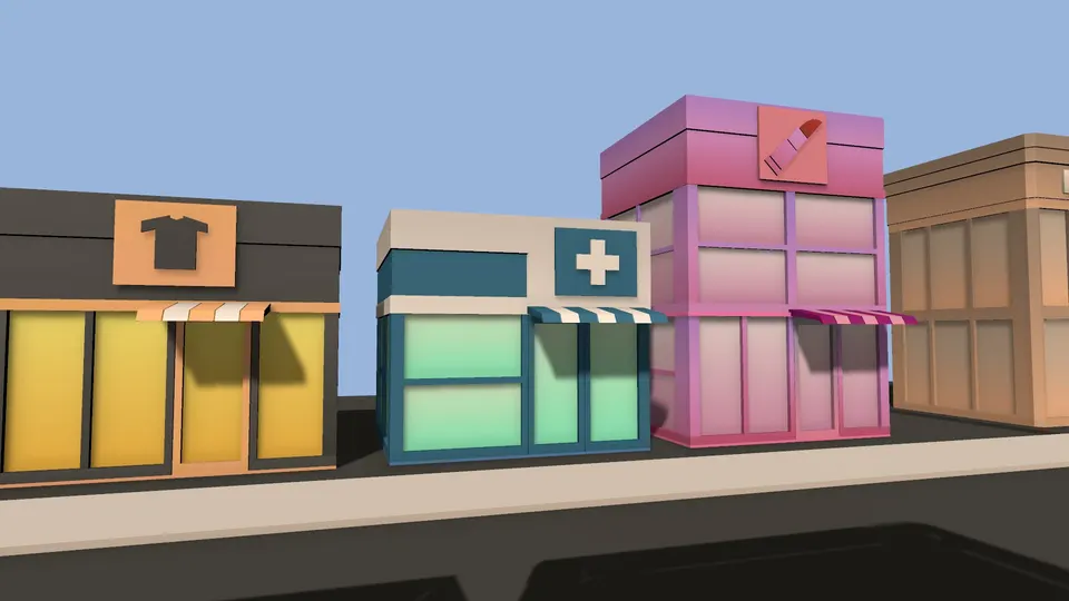 Stylized Shops — Market Street: Street by day