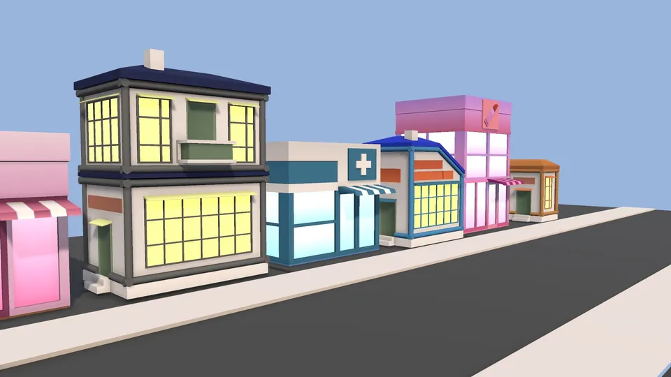 Stylized Shops — Market Street: With stylized village