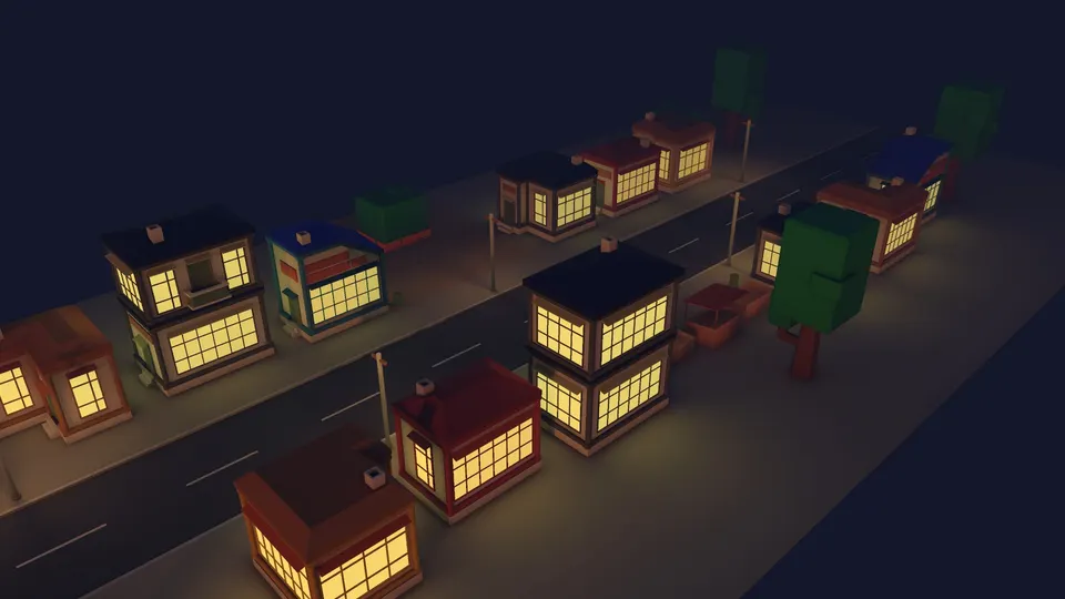 Stylized Village: Street from above