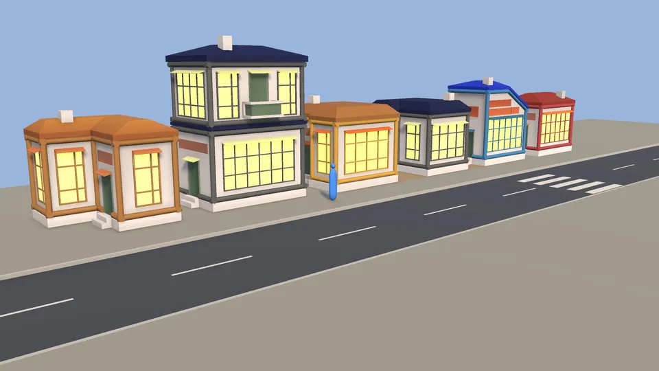 Stylized Village: Six houses