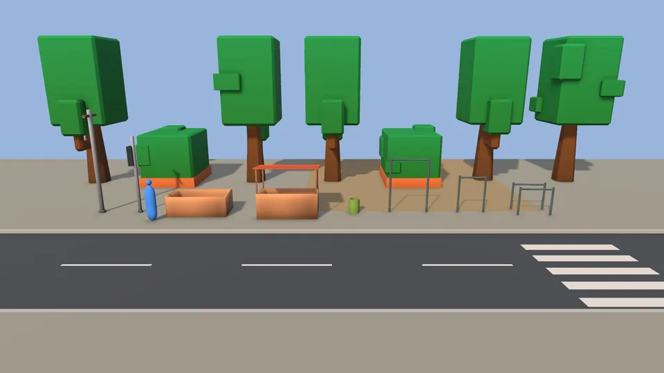 Stylized Village: Props and trees