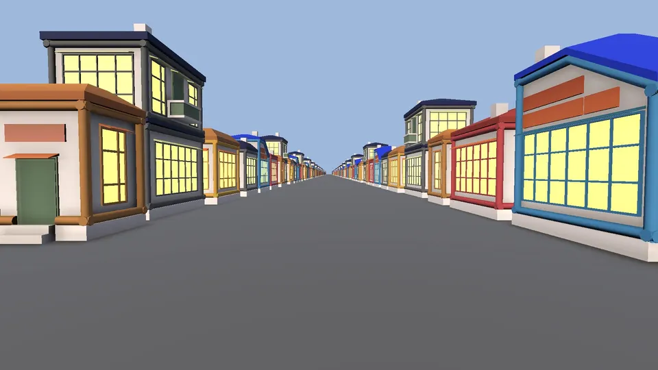 Stylized Village: Avenue by day